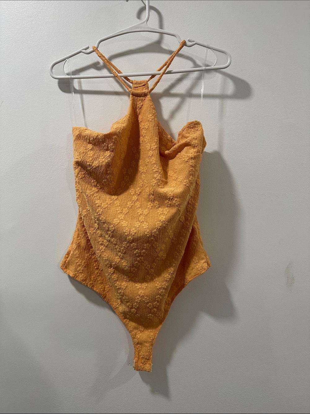 Textured Halter bodysuit Warm Orange